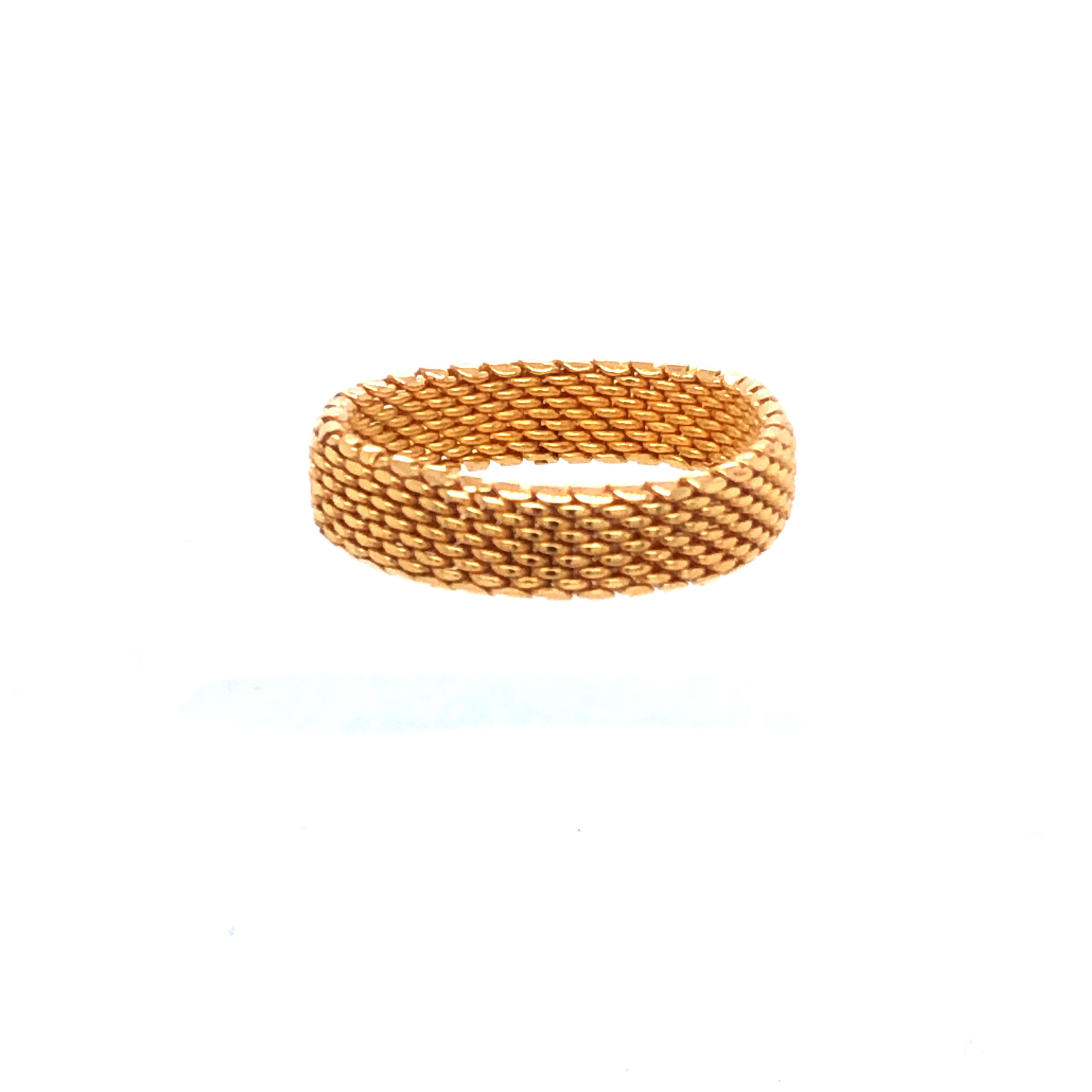 18K Yellow Gold Flexible Super Comfortable Mesh Ring Size 6.25