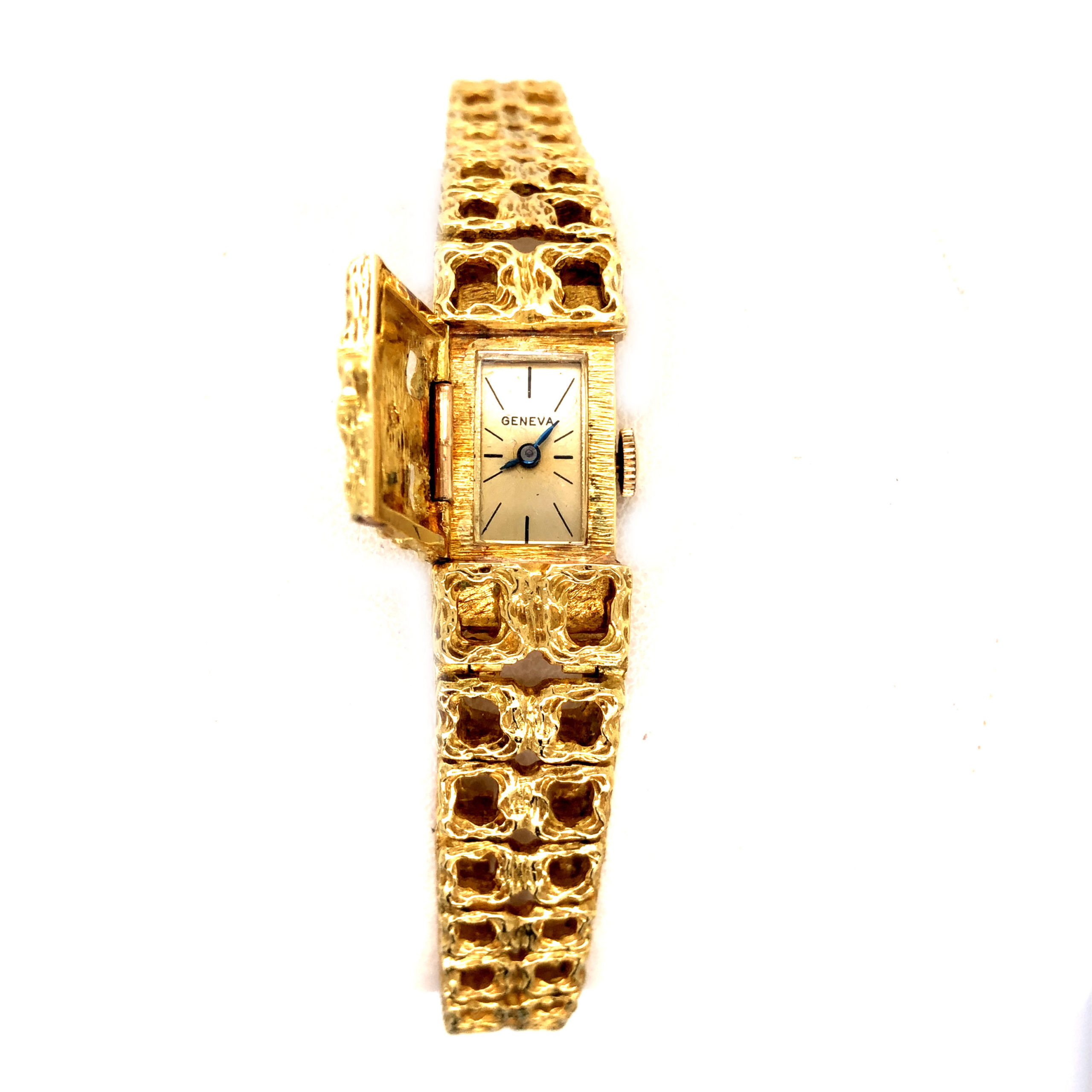 Rare 18K Gold Geneva Cover Watch Nugget Style | Sarah Leonard Jewelers